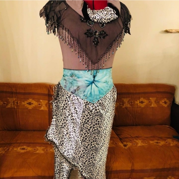 Crazy Cat Woman Stretchy Leopard Dress UPCYCLED Fashion - S M L XL - Picture 7 of 7